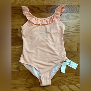 Ruffled Peach Kids Swimsuit
